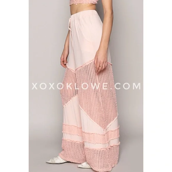 POL Blush Pink Flowy Wide Leg Rayon Jersey Palazzo Pants - Picture 4 of 11